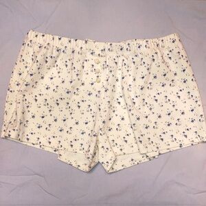 White Boxer Shorts with Blue Ditsy Floral Print
